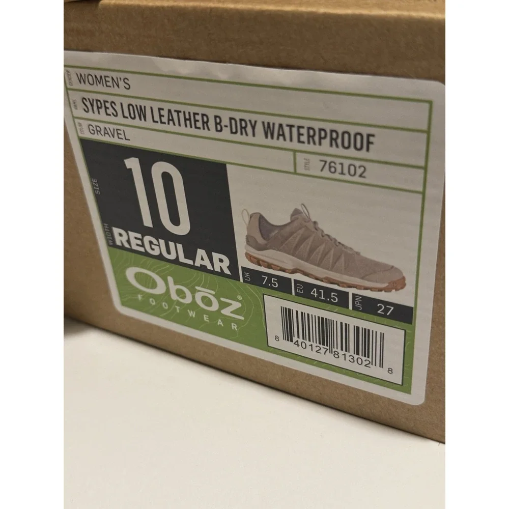 Oboz Women's Sypes Low Leather B-Dry Waterproof Hiking Shoes 10 Gravel